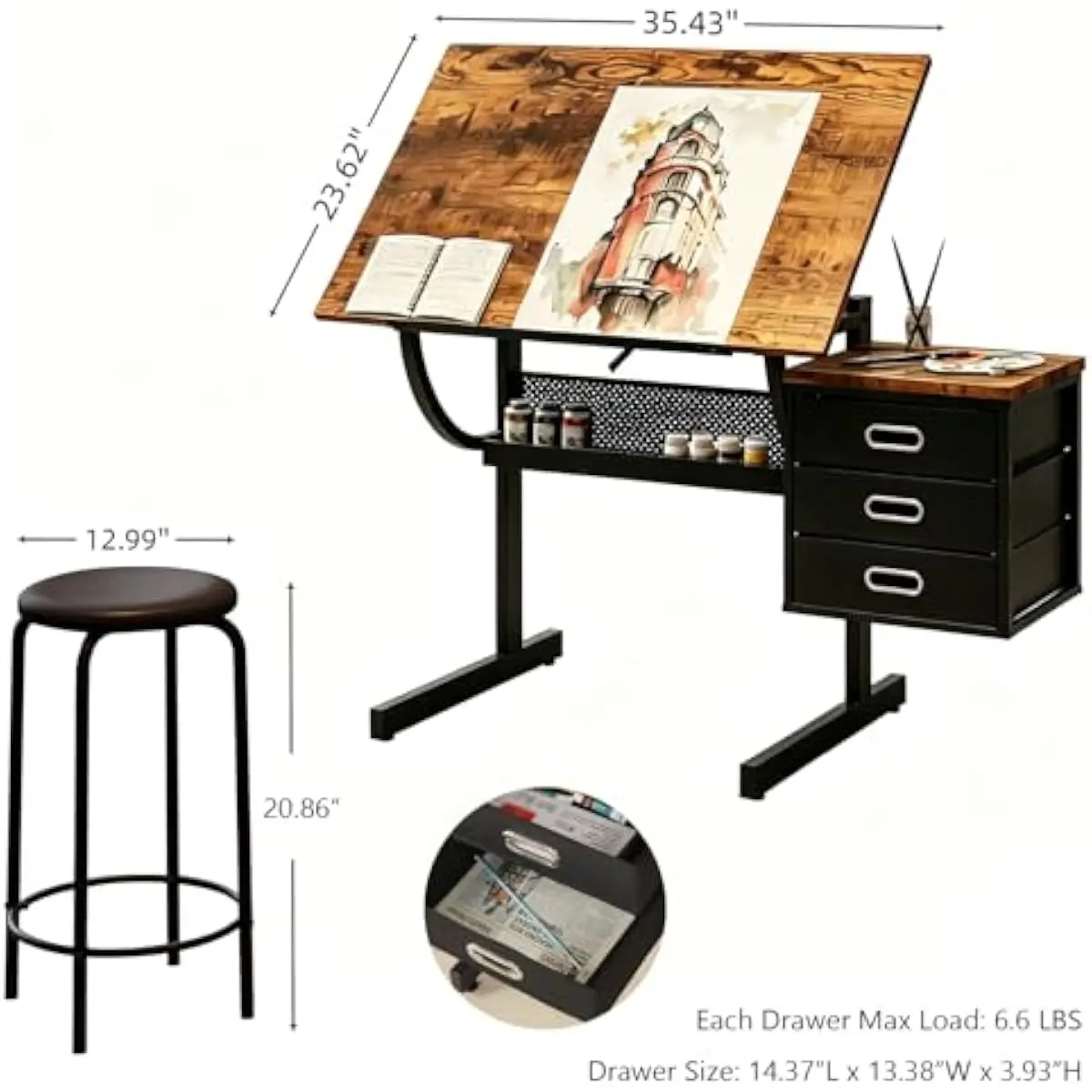 Drafting Desk with Adjustable  - Matcha recension och pris