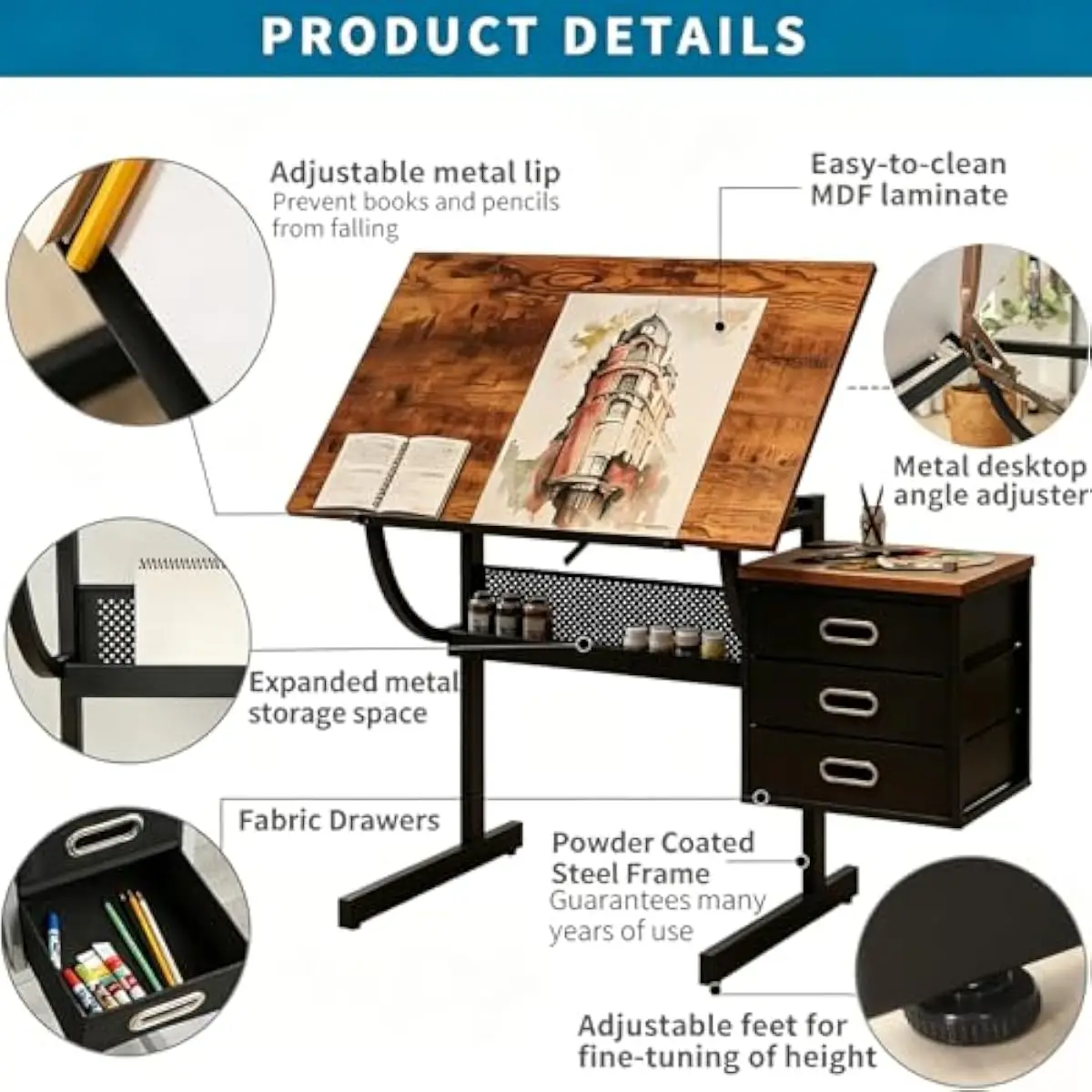 Drafting Desk with Adjustable  - Matcha recension och pris